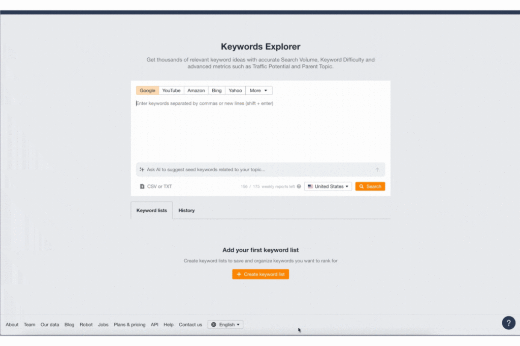 Ahrefs keyword explorer