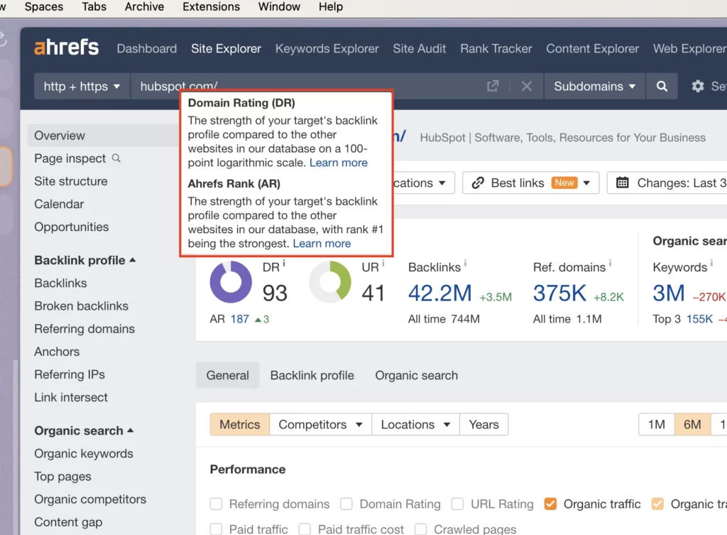 domain rating metric in ahrefs