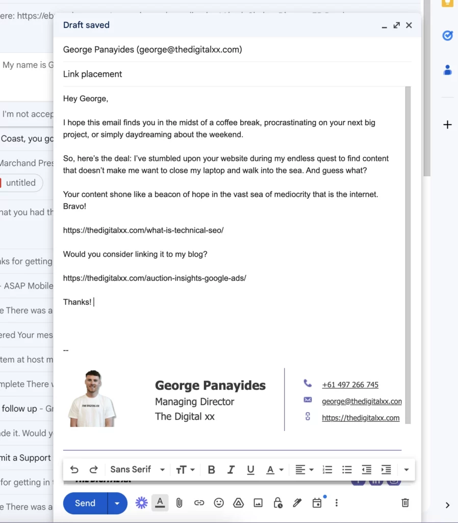 email outreach template for link building